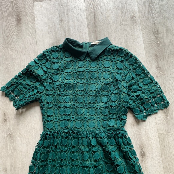 JessaKae Green Romantic Collared Lace Midi Dress - Picture 2 of 9